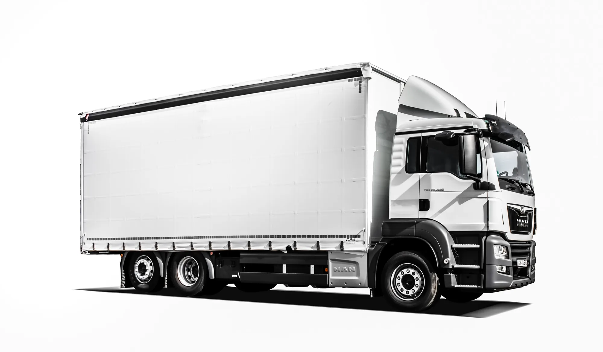 LKW mit Planen-Aufbau Seitenansicht