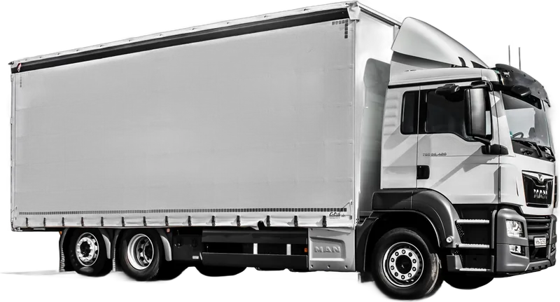 LKW mit Planen-Aufbau Seitenansicht